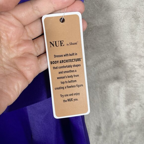 NUE by Shani Satin Sheath Dress Size 12 Elegant Formal Cocktail Party Shaping - Picture 6 of 15